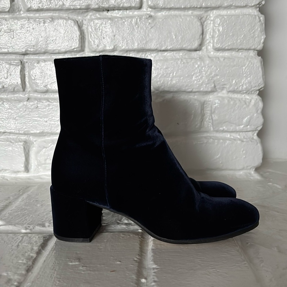 Blue Velvet Ankle Boots